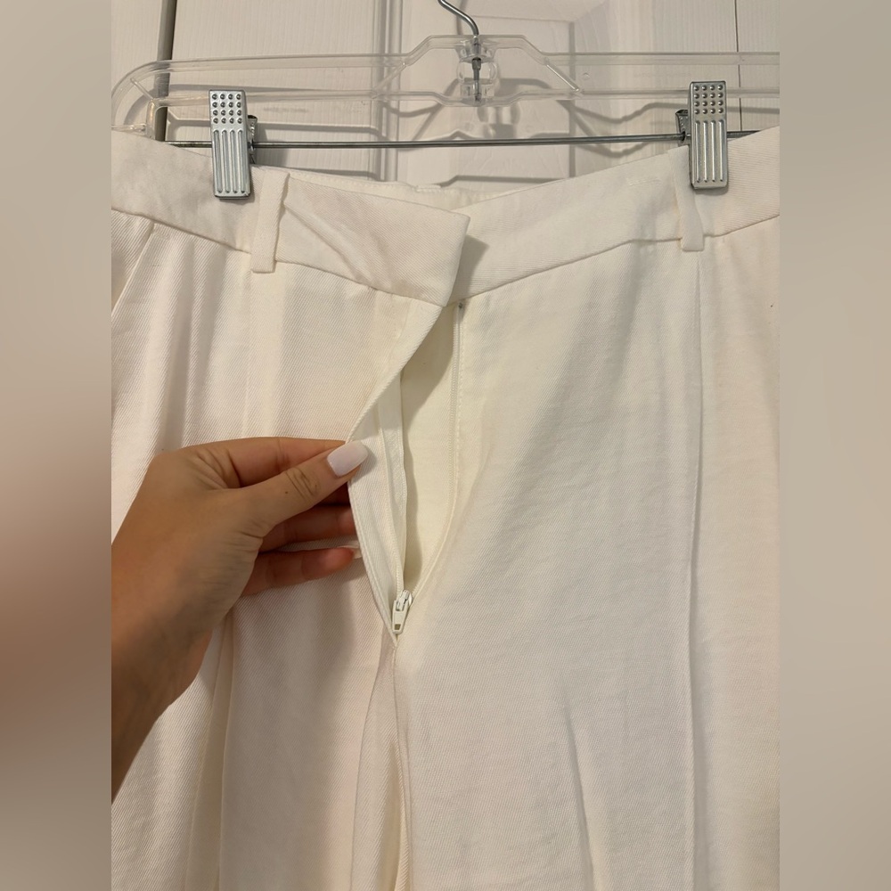 NWT ZARA Pleated Wide Leg Linen Pants - Picture 4 of 7